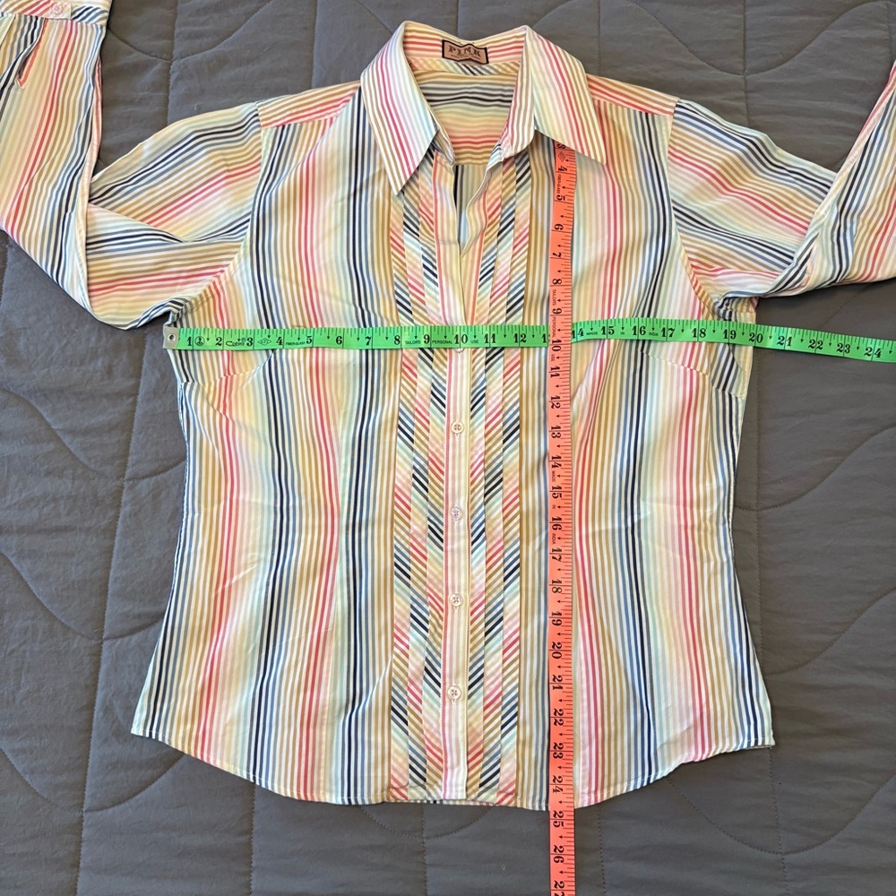 Thomas‎ Pink Pastel Striped Button Down Pleated Front Shirt Size US 10 - Picture 3 of 9